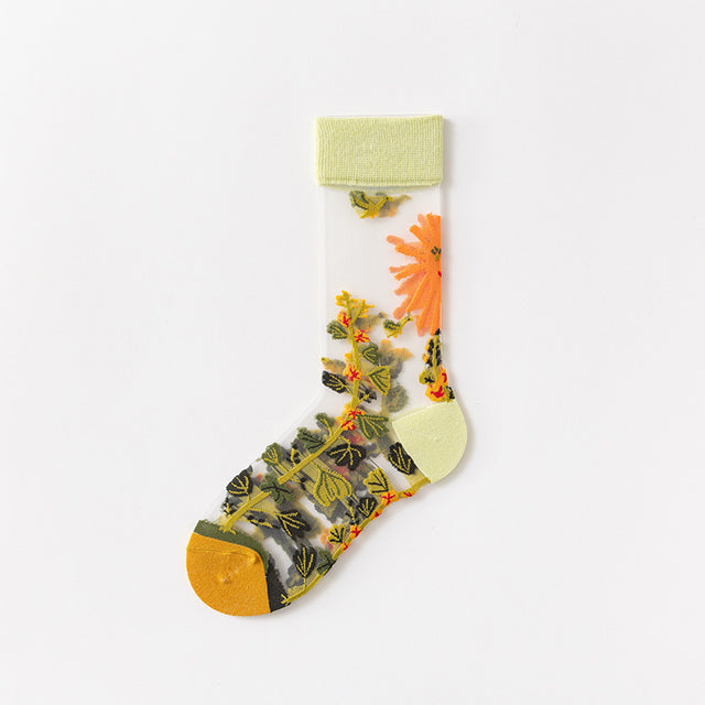 Chaussettes Respirantes En Jacquard Fleuri