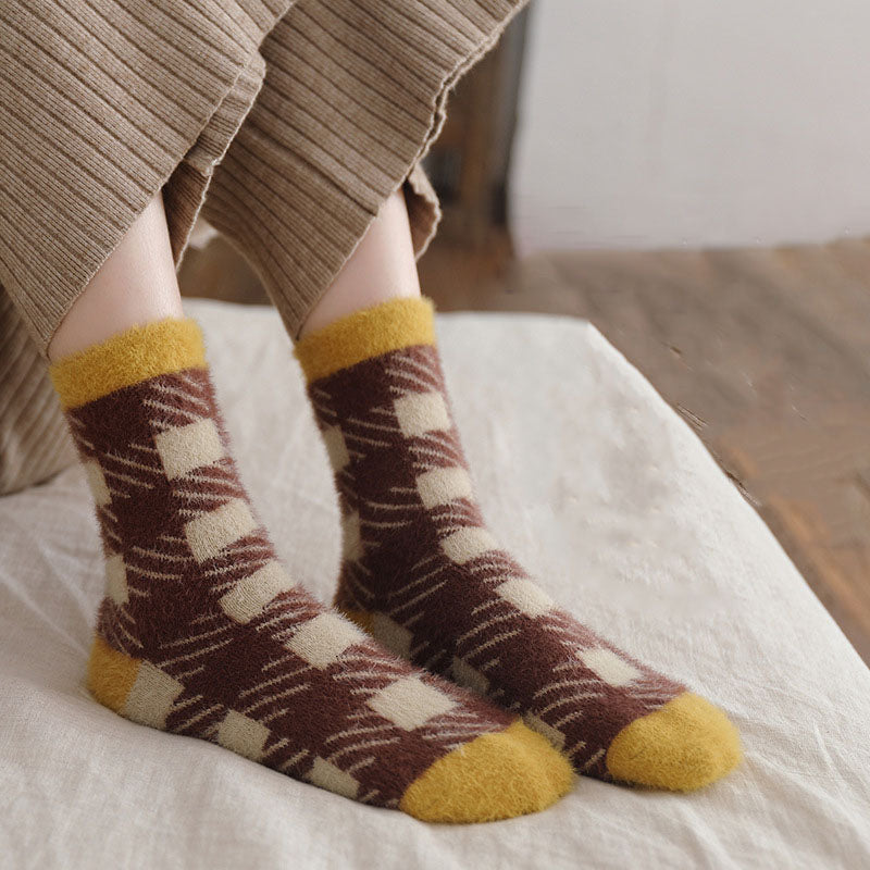 Chaussettes Chaudes À Carreaux