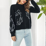 Suéter De Punto Con Estampado De Gatos