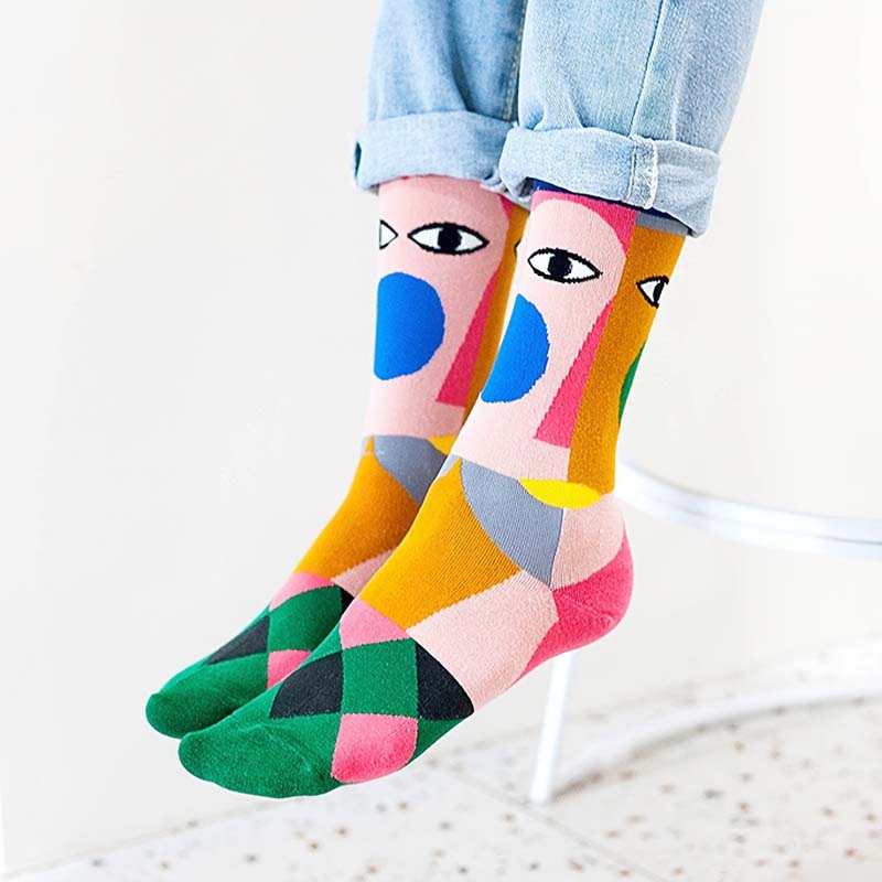 Chaussettes Abstraites À Blocs De Couleurs