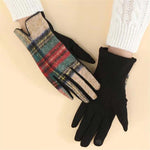 Vintage Geruite Warme Handschoenen