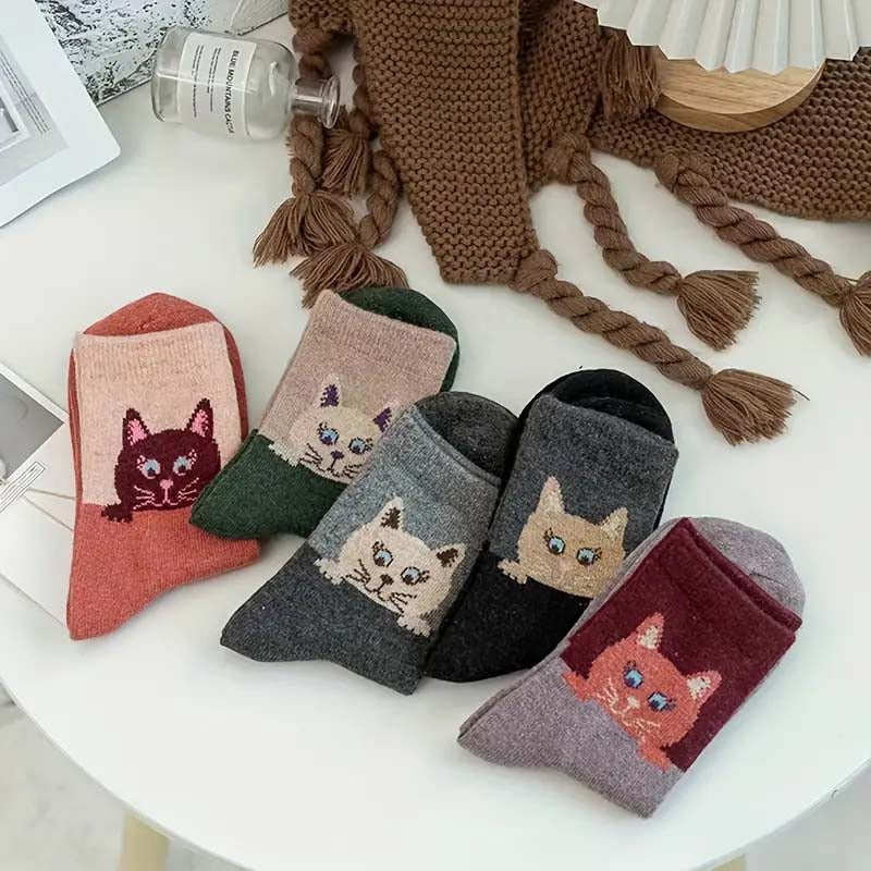 Pack De 5 Pares De Calcetines Estampado Gatos