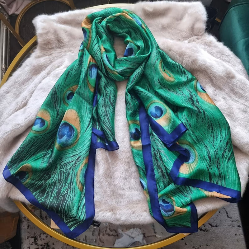 Peacock Feathers Print Scarf