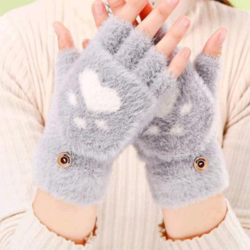 Warme Handschuhe mit Katzenpfotenmuster