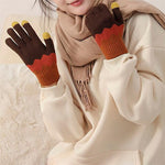 Warme Handschuhe In Kontrastfarbe