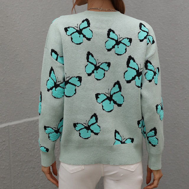 Suéter Casual Con Estampado De Mariposas