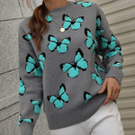 Suéter Casual Con Estampado De Mariposas