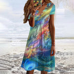 Vestido De Playa Con Estampado Abstracto De Colores