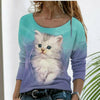 Freizeit-T-Shirt Mit Katzen-Print