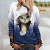 T-Shirt Mit Katzen-Print Und Farbverlauf