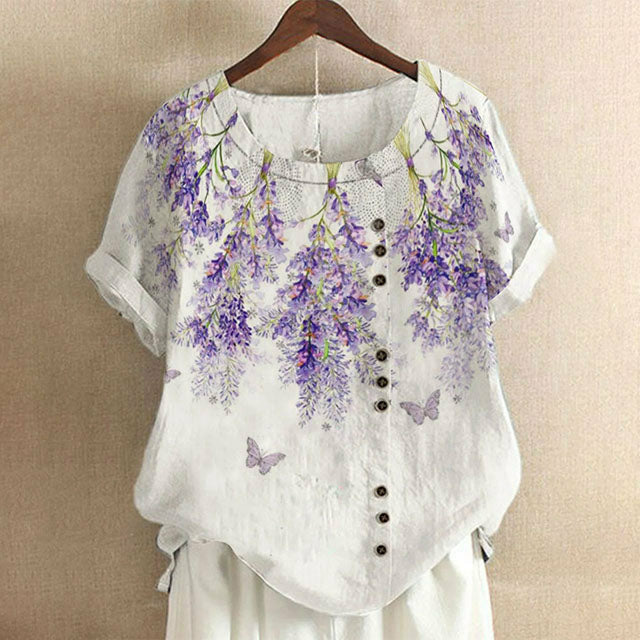 Freizeit-T-Shirt Mit Lavendel-Print