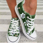 Zapatos Bajos De Lona Con Estampado Floral
