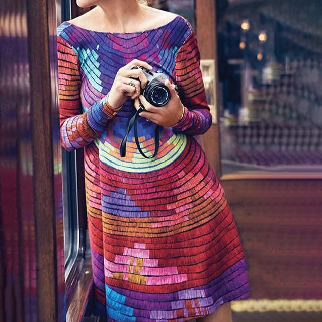 Vestido Con Estampado Abstracto Multicolor