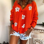Modischer Pullover Mit Blumenprint