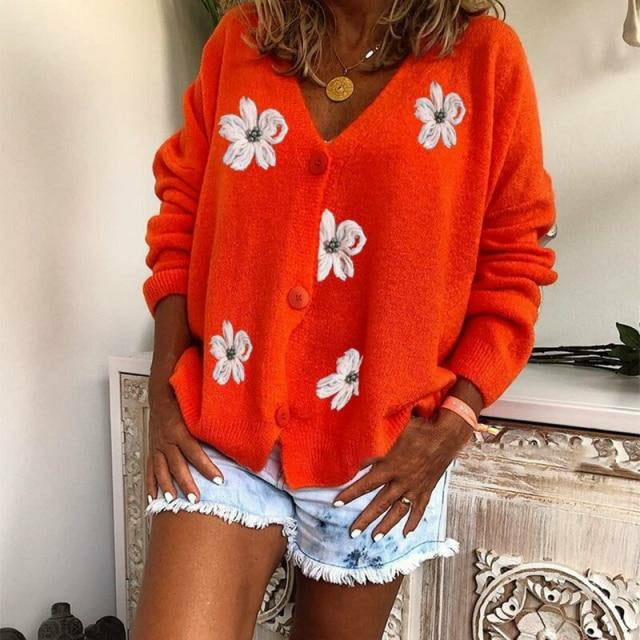 Suéter Con Estampado De Flores De Moda